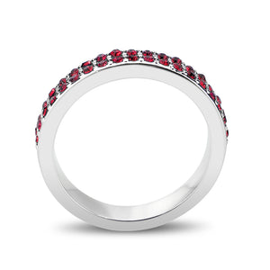 LO4751 - Rhodium Brass Ring with Top Grade Crystal in Red