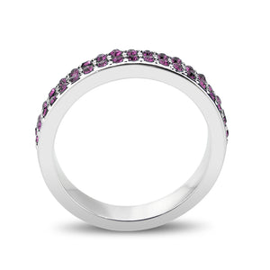 LO4752 - Rhodium Brass Ring with Top Grade Crystal in Amethyst
