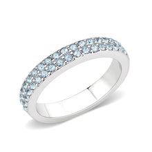 Load image into Gallery viewer, LO4753 - Rhodium Brass Ring with Top Grade Crystal in SeaBlue