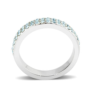 LO4753 - Rhodium Brass Ring with Top Grade Crystal in SeaBlue