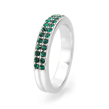 Load image into Gallery viewer, LO4755 - Rhodium Brass Ring with Top Grade Crystal in Emerald