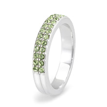 Load image into Gallery viewer, LO4756 - Rhodium Brass Ring with Top Grade Crystal in Peridot