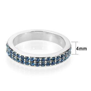 LO4757 - Rhodium Brass Ring with Top Grade Crystal in Montana