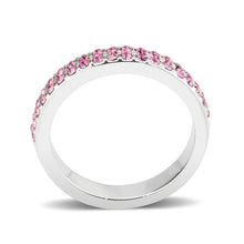 Load image into Gallery viewer, LO4758 - Rhodium Brass Ring with Top Grade Crystal in Rose