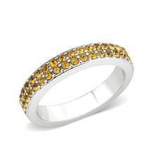 Load image into Gallery viewer, LO4759 - Rhodium Brass Ring with Top Grade Crystal in Topaz