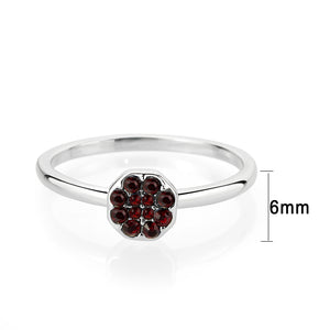 LO4762 - Rhodium Brass Ring with Top Grade Crystal in Red Series