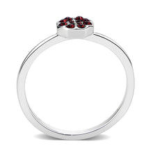 Load image into Gallery viewer, LO4762 - Rhodium Brass Ring with Top Grade Crystal in Red Series
