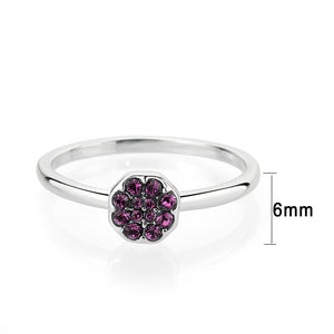 LO4763 - Rhodium Brass Ring with Top Grade Crystal in Amethyst