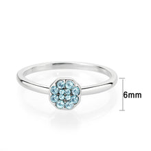 Load image into Gallery viewer, LO4764 - Rhodium Brass Ring with Top Grade Crystal in SeaBlue