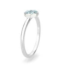 Load image into Gallery viewer, LO4764 - Rhodium Brass Ring with Top Grade Crystal in SeaBlue