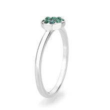 Load image into Gallery viewer, LO4765 - Rhodium Brass Ring with Top Grade Crystal in Emerald