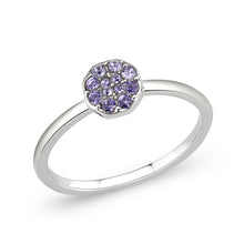Load image into Gallery viewer, LO4766 - Rhodium Brass Ring with Top Grade Crystal in Tanzanite
