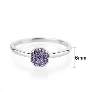 LO4766 - Rhodium Brass Ring with Top Grade Crystal in Tanzanite