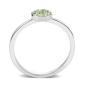 LO4767 - Rhodium Brass Ring with Top Grade Crystal in Peridot