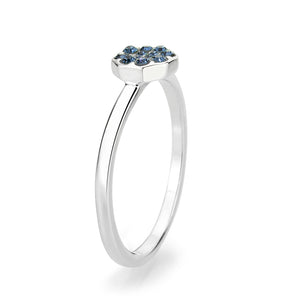 LO4768 - Rhodium Brass Ring with Top Grade Crystal in Montana