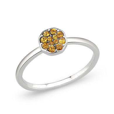 LO4770 - Rhodium Brass Ring with Top Grade Crystal in Topaz