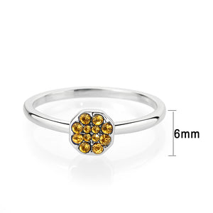 LO4770 - Rhodium Brass Ring with Top Grade Crystal in Topaz