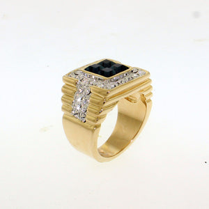 LO5M252 - Ion Gold Plating Brass Ring with Synthetic Glass  in Montana