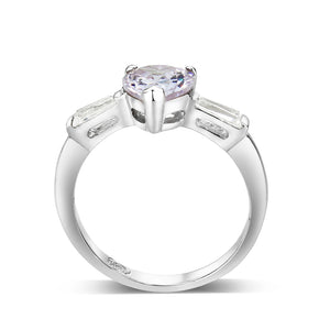 LO5S203- Sterling Silver Ring with CZ In light Amethyst  High Polished( NO Plating)