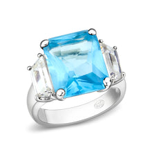 Load image into Gallery viewer, LO5S204- Sterling Silver Ring with Synthetic Glass In Aquamarine  High Polished( NO Plating) (Copy)
