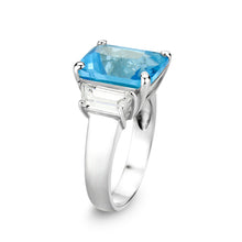 Load image into Gallery viewer, LO5S204- Sterling Silver Ring with Synthetic Glass In Aquamarine  High Polished( NO Plating) (Copy)