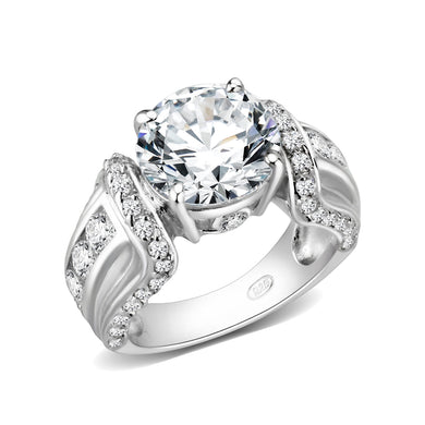 LO5S206- Sterling Silver Ring with CZ IN Clear  High Polished( NO Plating)