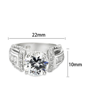 LO5S206- Sterling Silver Ring with CZ IN Clear  High Polished( NO Plating)
