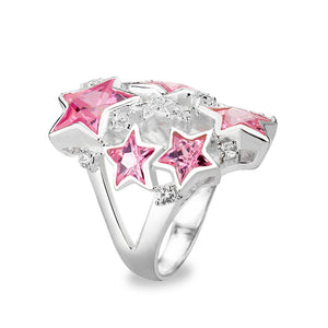 LO5S207- Sterling Silver Ring with CZ IN Pink  High Polished( NO Plating)