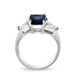 LO5S208- Sterling Silver Ring with Synthetic Glass In Montana High Polished( NO Plating)