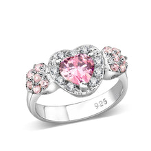 Load image into Gallery viewer, LO5S210- Sterling Silver Ring with CZ In Pink High Polished( NO Plating)