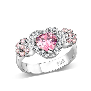LO5S210- Sterling Silver Ring with CZ In Pink High Polished( NO Plating)
