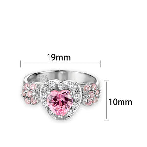 LO5S210- Sterling Silver Ring with CZ In Pink High Polished( NO Plating)