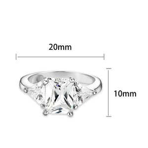 LO5S213- Sterling Silver Ring with CZ In Clear High Polished( NO Plating)