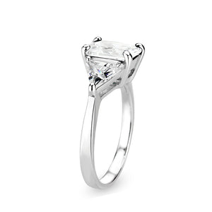 LO5S213- Sterling Silver Ring with CZ In Clear High Polished( NO Plating)