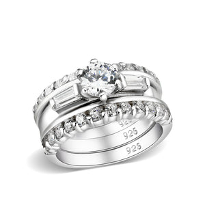 LO5S216- Sterling Silver Ring with CZ In Clear High Polished( NO Plating)