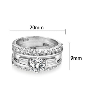 LO5S216- Sterling Silver Ring with CZ In Clear High Polished( NO Plating)