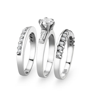 LO5S216- Sterling Silver Ring with CZ In Clear High Polished( NO Plating)
