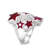 Load image into Gallery viewer, LO5S217- Sterling Silver Ring with CZ In Ruby High Polished( NO Plating)