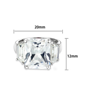 LO5S218- Sterling Silver Ring with CZ In Clear High Polished( NO Plating)