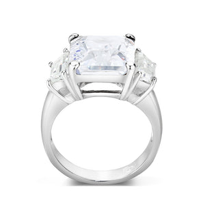 LO5S218- Sterling Silver Ring with CZ In Clear High Polished( NO Plating)
