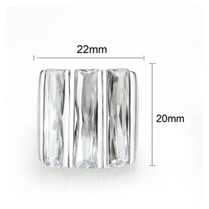 LO5S219- Sterling Silver Ring with CZ In Clear High Polished( NO Plating)