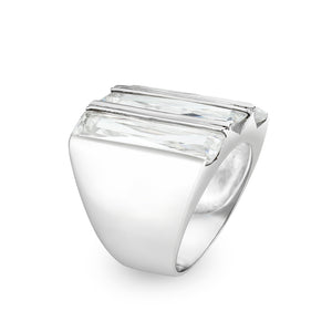 LO5S219- Sterling Silver Ring with CZ In Clear High Polished( NO Plating)