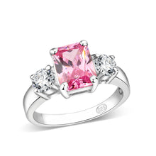 Load image into Gallery viewer, LO5S222- Sterling Silver Ring with CZ In Pink High Polished( NO Plating)