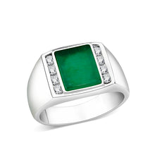 Load image into Gallery viewer, LO5S223- Sterling Silver Ring with Synthetic Glass In Green High Polished( NO Plating)