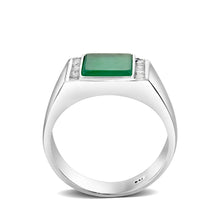 Load image into Gallery viewer, LO5S223- Sterling Silver Ring with Synthetic Glass In Green High Polished( NO Plating)