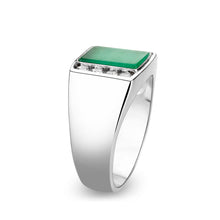 Load image into Gallery viewer, LO5S223- Sterling Silver Ring with Synthetic Glass In Green High Polished( NO Plating)