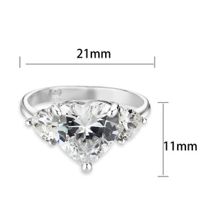 LO5S224- Sterling Silver Ring with CZ In Clear High Polished( NO Plating)
