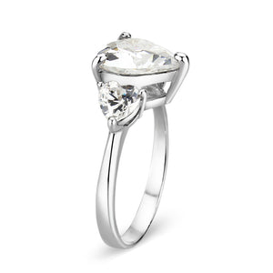LO5S224- Sterling Silver Ring with CZ In Clear High Polished( NO Plating)
