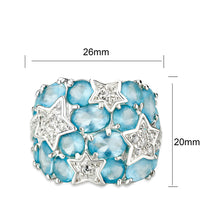 Load image into Gallery viewer, LO5S225- Sterling Silver Ring with Synthetic Glass  In Aquamarine High Polished( NO Plating)