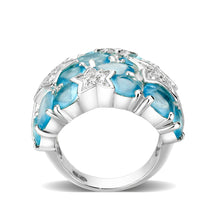 Load image into Gallery viewer, LO5S225- Sterling Silver Ring with Synthetic Glass  In Aquamarine High Polished( NO Plating)